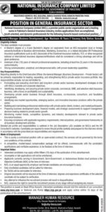 GM – NATIONAL INSURANCE COMPANY LIMITED (OWNED BY THE GOVERNMENT OF PAKISTAN) – (Karachi)