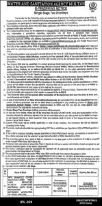 Tender Notice – WATER AND SANITATION AGENCY – Multan