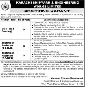 DM (Tax & Costing) – (Karachi)