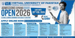 Admission Notice Spring 2026 – VIRTUAL UNIVERSITY OF PAKISTAN