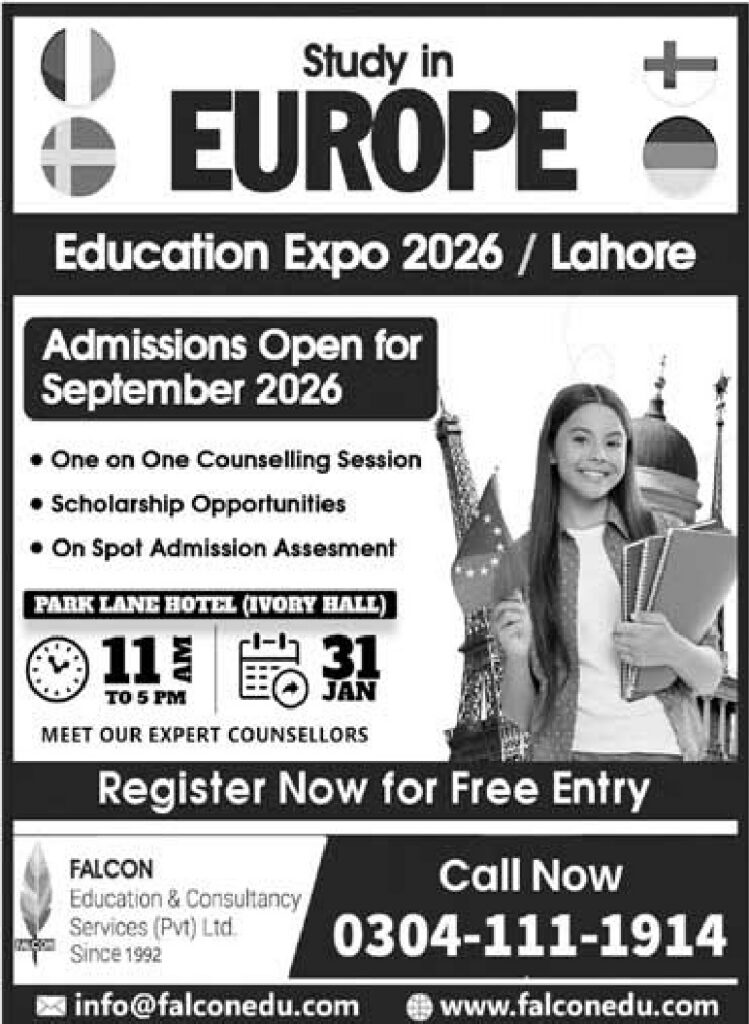 Admission Notice – Study in Europe – Lahore - Original Advertisement