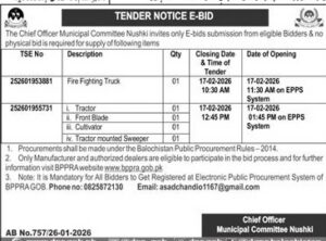 Tender Notice – TENDER NOTICE E-BID – Balochistan
