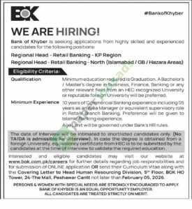 Job Vacancy - Regional Head - Bank of Khyber - Islamabad - Bank of Khyber