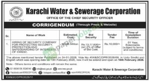 Tender Notice - Corrigendum - KW&SC - KW&SC