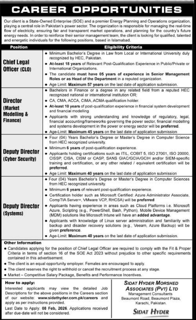 Job Vacancy – Cheif Legal Officer – Karachi - Original Advertisement