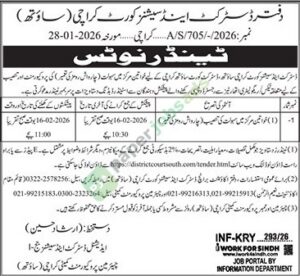 Tender Notice - : 2026/-/705/A/S... 2026-01-28 - Sindh - District and Sessions Court