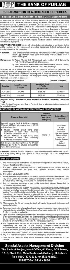 Public Auction of Mortgaged Properties - Original Advertisement