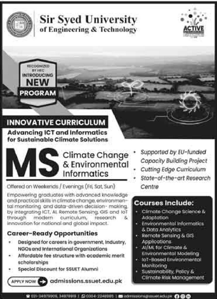 MS Climate Change & Environmental Informatics - Original Advertisement