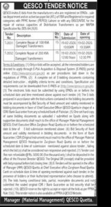 Tender Notice - QESCO - QESCO