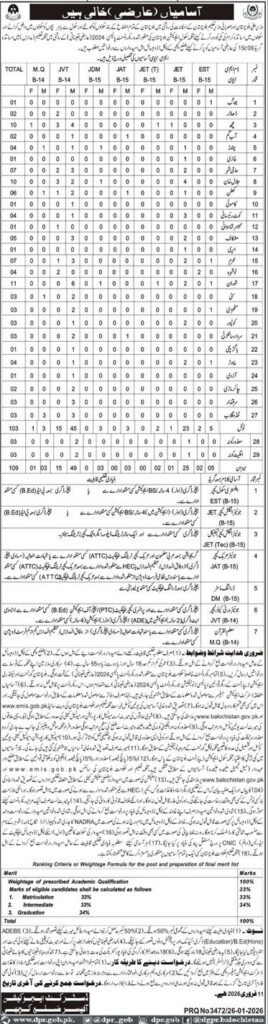 Temporary Vacancies - Balochistan - Government of Balochistan