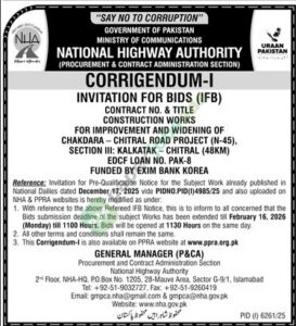 Tender Notice - NHA- Islamabad - NHA