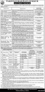 Tender Notice – PAKISTAN RAILWAYS SUKKUR – Sukkur
