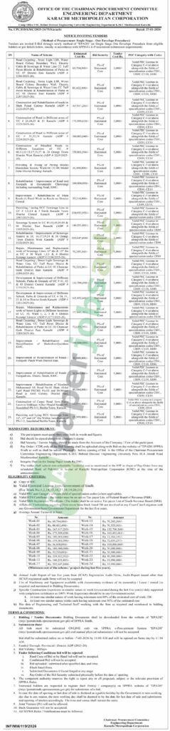 Tender Notice - KMC - Karachi - KMC