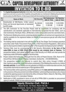 Tender Notice - CAPITAL DEVELOPMENT AUTHORITY. - Islamabad - CAPITAL DEVELOPMENT AUTHORITY