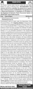 Tender Notice TSE-252601950611 - Director General Health Services - Quetta - Director General Health Services