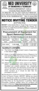 Tender Notice - NED UNIVERSITY - Karachi - NED UNIVERSITY
