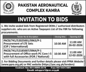 Tender Notice – PAKISTAN AERONAUTICAL