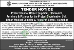 Tender Notice - GOVERNMENT OF PAKISTAN - Islamabad - JMC & RC
