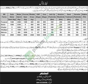 Tender Notice for the Supply of Store Items - Military Farms Group