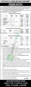 Tender Notice - Purchase of the lots - DIRECTORATE OF FLORICULTURE (T&R)
