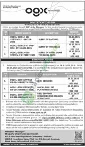 Tender Notice - Supply of Laptops / TU Cables / Corel DRAW - OGDC