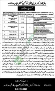 Job Vacancy - Technical Officer / Computer Operator / Helper - Director General (Food) / Cane Commissioner