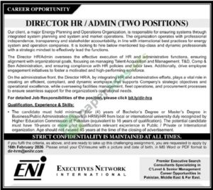 Job Vacancy - Director HR / Admin - Energy Planning and Operations Organization