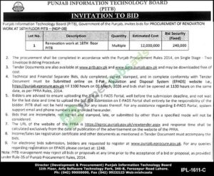 Tender Notice - Renovation - PUNJAB INFORMATION TECHNOLOGY BOARD - PUNJAB INFORMATION TECHNOLOGY BOARD