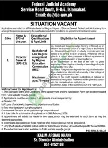 Job Vacancy - Director General - Federal Judicial Academy - Islamabad - Federal Judicial Academy