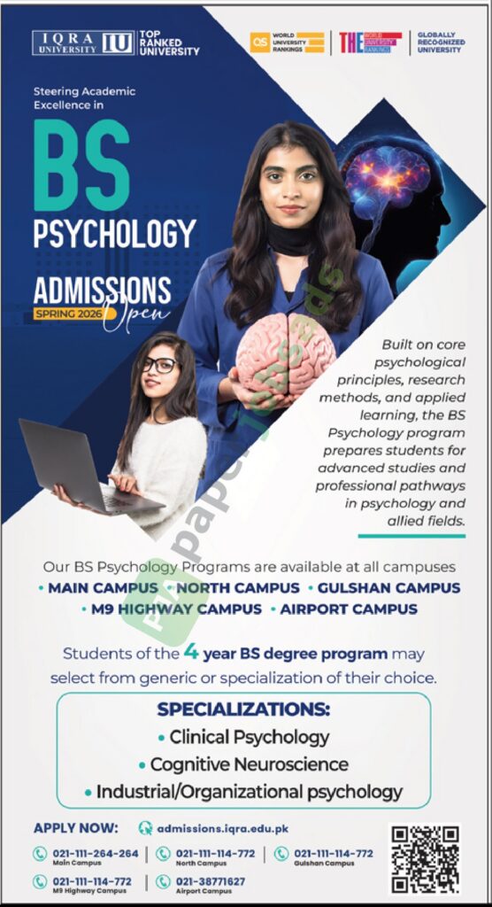 Admission Notice - Undergraduate - IQRA UNIVERSITY - IQRA UNIVERSITY