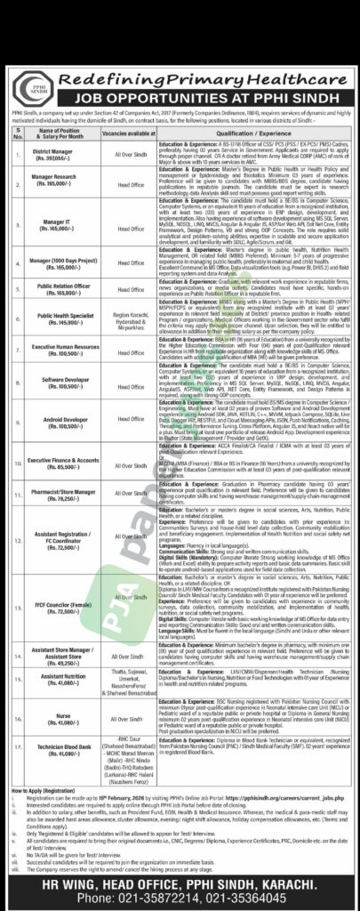 Job Vacancy - Nurse - PPHI Sindh - Karachi - PPHI Sindh