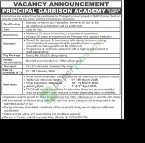 Job Vacancy - Principal - VACANCY ANNOUNCEMENT - Garrison Academy