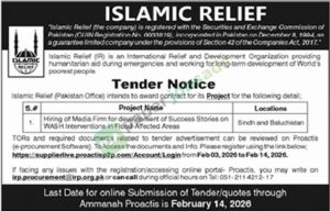 Tender Notice - Islamic Relief - Sindh - Islamic Relief