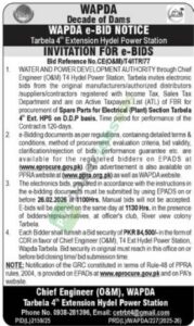 Tender Notice - Spare Parts for Electrical (Plant) - WAPDA