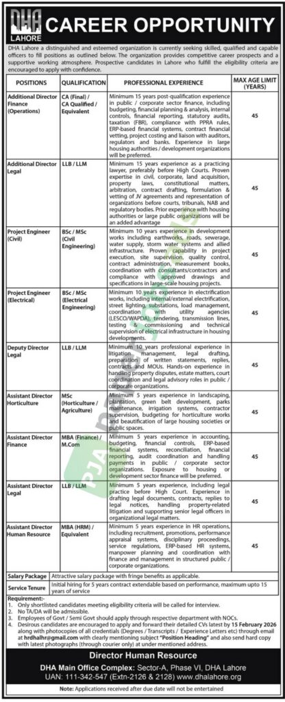 Job Vacancy - Additional Director Finance - DHA - Lahore - DHA