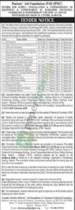 Tender notice for supply, installation & commissioning of equipment - Patients Aid Foundation (PAF-JPMC)