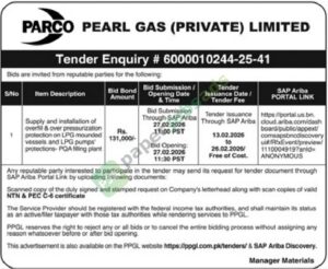 Tender Notice - Supply and Installation of Overfill - PARCO