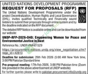 Tender Notice - Proposals (Rfp) - UNITED NATIONS DEVELOPMENT PROGRAMME - UNITED NATIONS DEVELOPMENT PROGRAMME