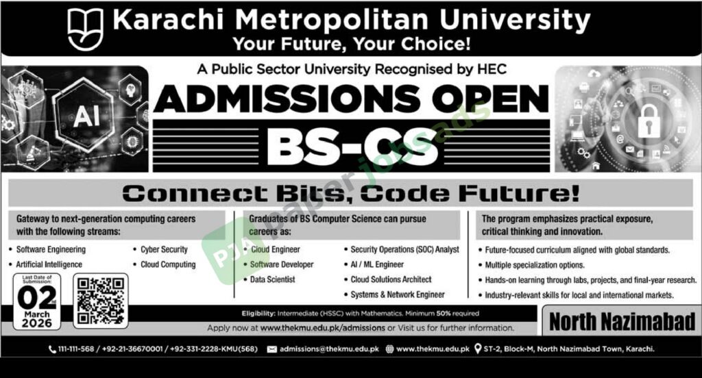 Admission Notice - BS-CS - Karachi Metropolitan University