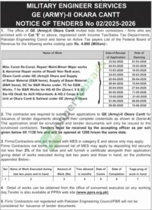 Tender Notice - Misc. Constructions - MILITARY ENGINEER SERVICES