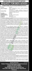 Tender Notice - Bids Goods - SPECIFIC PROCUREMENT NOTICE - Human Capital Investment