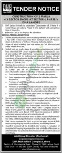 Construction of 2 Marla 4 x Sector Shops - DHA