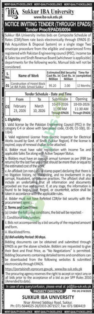 Construction of Hostel Block - IBA University