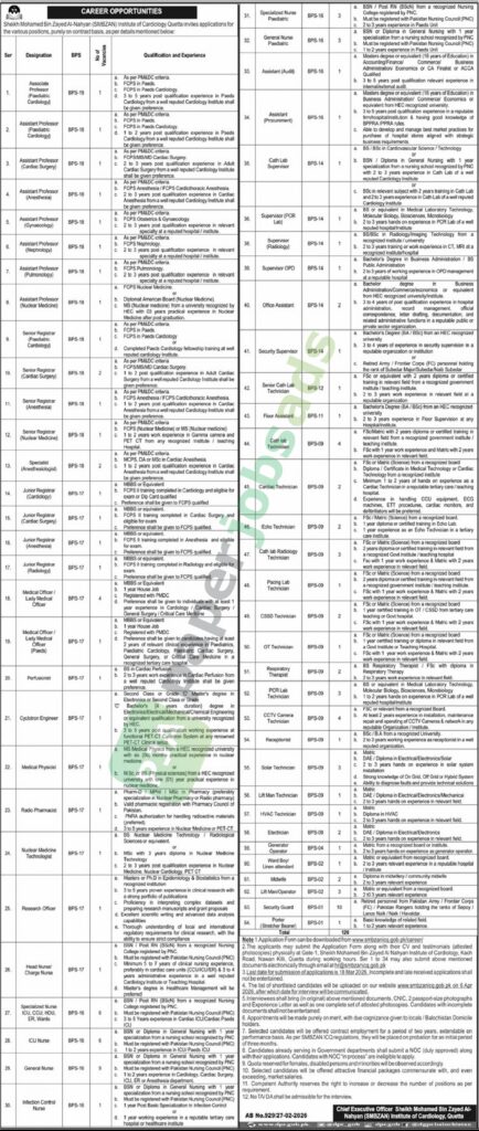 Associate Professor / Assistant Professor / Nurse - Sheikh Mohamed Bin Zayed Al Nahyan Institute of Cardiology