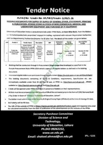 Tender Notice - University of Education - Lahore - University of Education