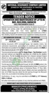 Tender Notice - NATIONAL INSURANCE COMPANY LIMITED - Karachi - NATIONAL INSURANCE COMPANY LIMITED