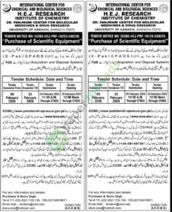 Tender Notice - INSTITUTE OF CHEMISTRY - Purchase of Scientific Equipments - University of Karachi