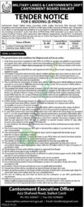 Tender Notice - Laying for Sewerage Network - CANTONMENT BOARD
