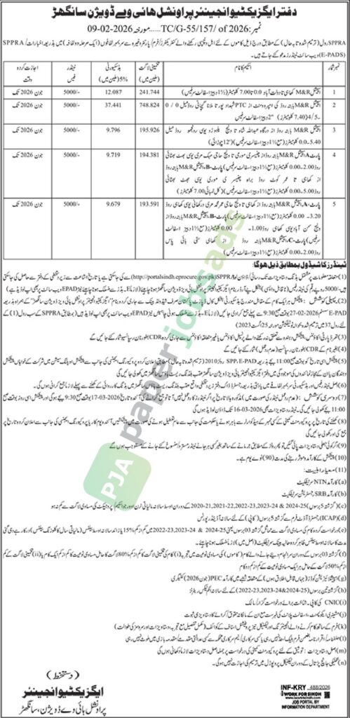 Tender Notice - Works - Provincial Highways Department of Sindh