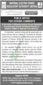 Public Notice for Seeking Comments - NEPRA